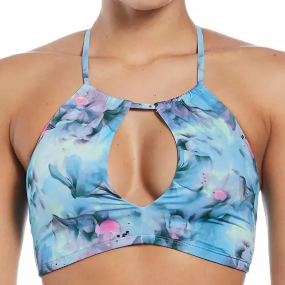 NIKE TWO PIECE BIKINI SWIMSUIT: BLUE FLORAL: NEW WITH TAGS: SIZE MEDIUM - Picture 2 of 6